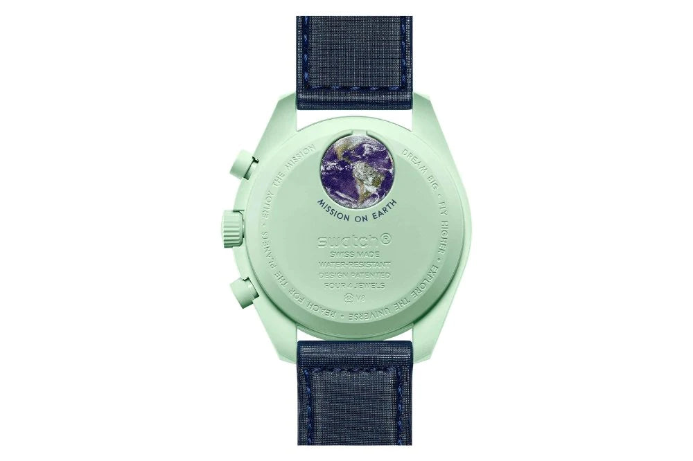 Swatch X Omega Bioceramic Moonswatch Mission On Earth Blue and Green
