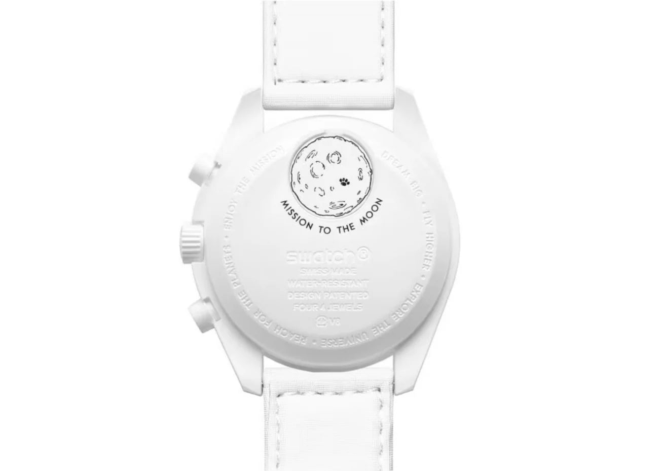 Swatch X Omega Bioceramic Moonswatch Mission To The Moonphase Full Moon (Snoopy) White