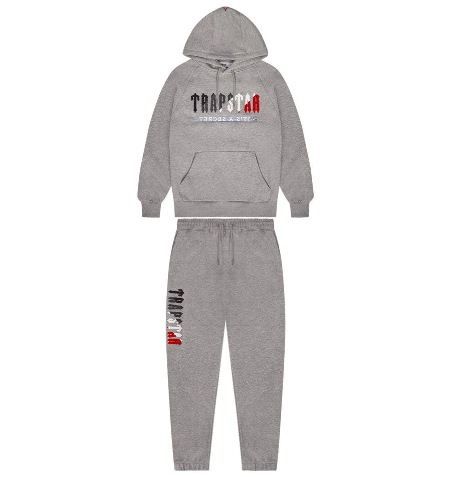 Trapstar Chenille Decoded 2.0 Hooded Tracksuit - Grey/Red