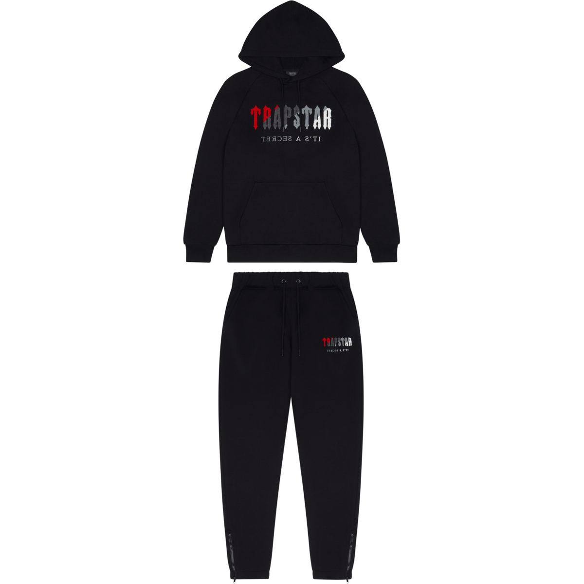 Trapstar Chenille Decoded Hooded Tracksuit - Black and Red ...