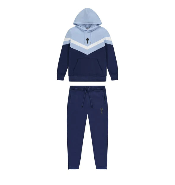 Trapstar V Stripe Hooded Cashmere Tracksuit - Navy / Blue / White